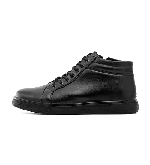 نیم بوت چرم مصنوعی مردانه مشکی بنددار