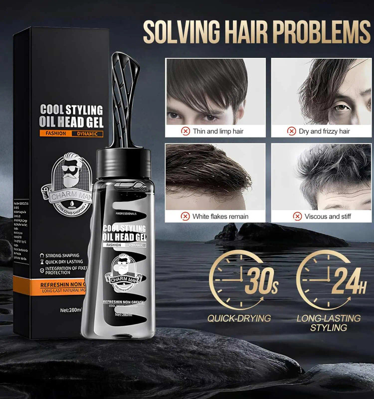 ژل مو تثبیت کننده و حالت دهنده ی مو آقایان حجم ۲۸۰ گرم COOL STYLING OIL HEAD GEL SADOER