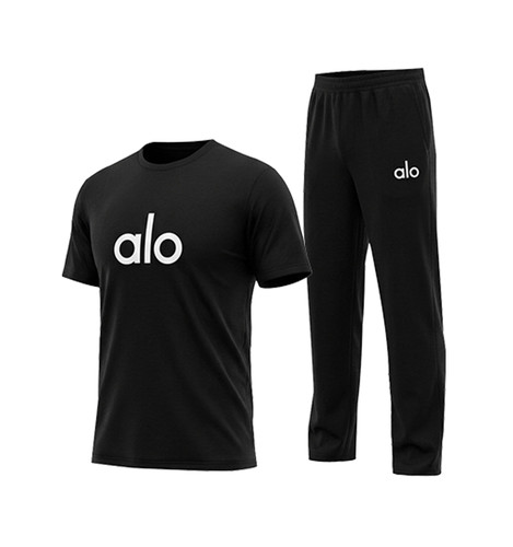 ست مردانه تیشرت و شلوار Alo مشکی