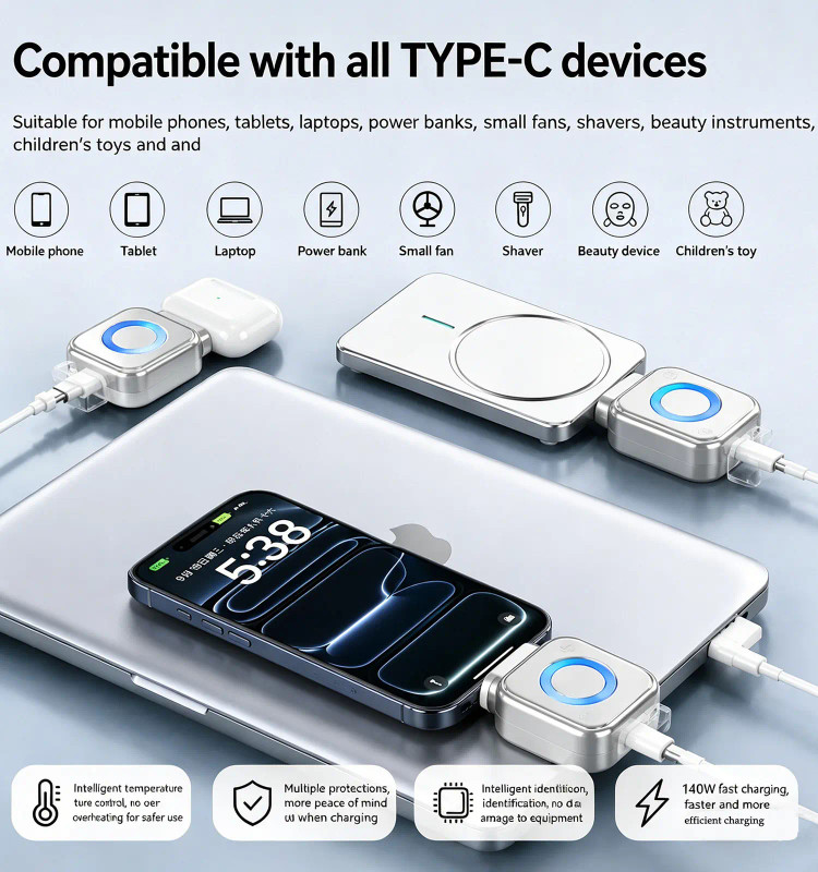 مبدل قطع خودکار شارژ Type-C